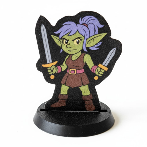 Female goblin warrior paper miniature