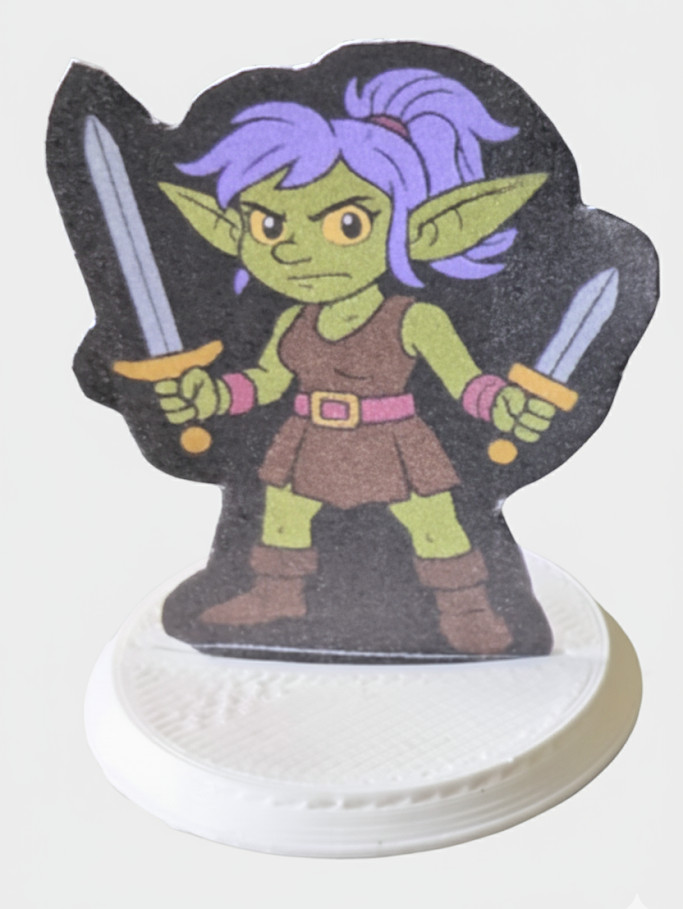 Female goblin warrior paper miniature