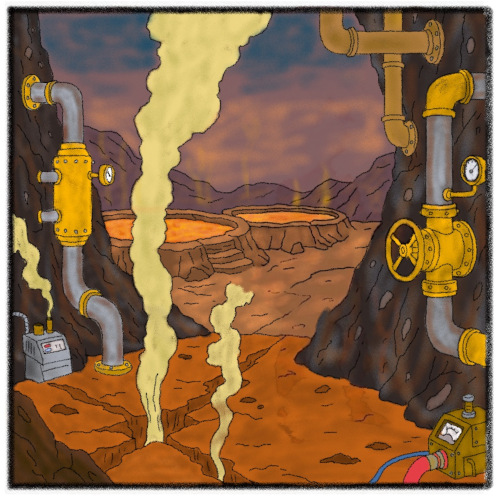 Geothermal engineering, fumaroles and hot springs at Cinderwell